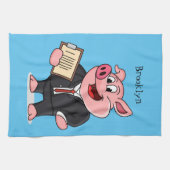 Schweine im geschäftlichen Anzug Cartoon Geschirrtuch (Horizontal)