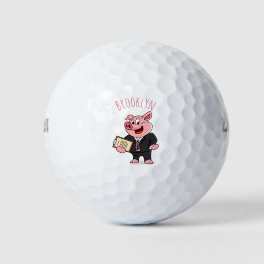 Schweine im geschäftlichen Anzug Cartoon Golfball (Vorderseite)