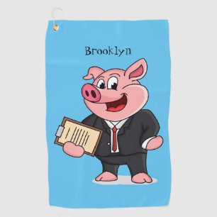Schweine im geschäftlichen Anzug Cartoon Golfhandtuch