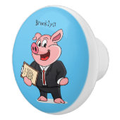 Schweine im geschäftlichen Anzug Cartoon Keramikknauf (Rechts)