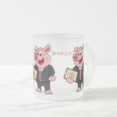 Schweine im geschäftlichen Anzug Cartoon Mattglastasse (VorderseiteRechts)