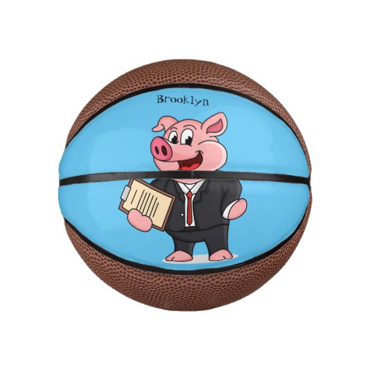 Schweine im geschäftlichen Anzug Cartoon Mini Basketball (Vorderseite)
