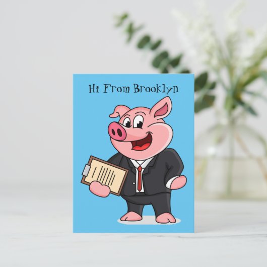 Schweine im geschäftlichen Anzug Cartoon Postkarte (Stehend Vorderseite)