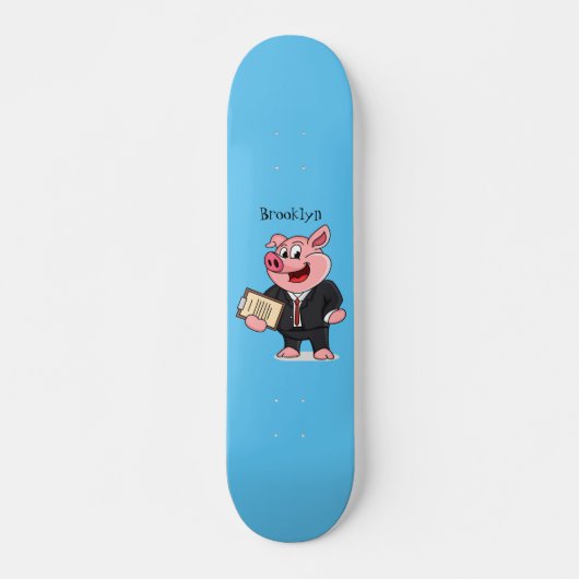 Schweine im geschäftlichen Anzug Cartoon Skateboard (Vorne)