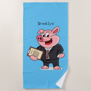 Schweine im geschäftlichen Anzug Cartoon Strandtuch