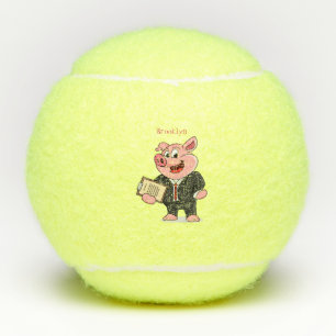 Schweine im geschäftlichen Anzug Cartoon Tennisbälle