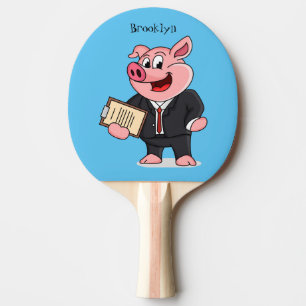 Schweine im geschäftlichen Anzug Cartoon Tischtennis Schläger