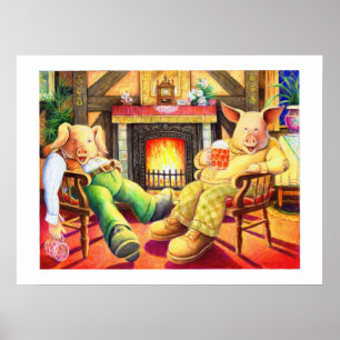 Schweine im Klee Poster