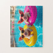 Schweine im Pool im Urlaub Puzzle (Vertikal)