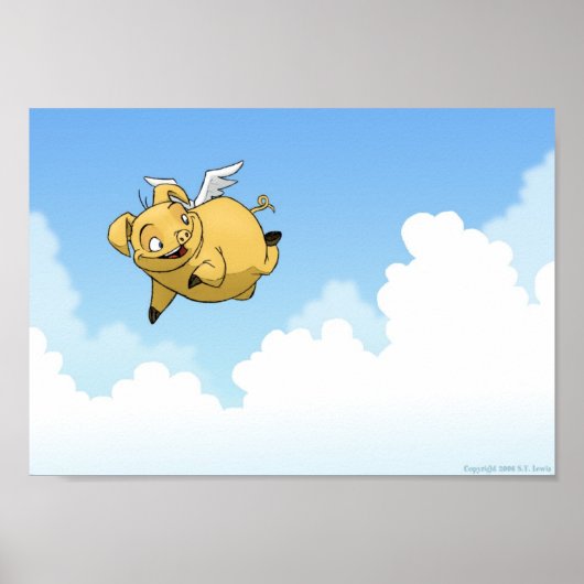 Schweine in den Wolken fliegen Poster (Vorne)