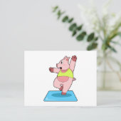 Schweine in der Yoga-Fitness Postkarte (Stehend Vorderseite)