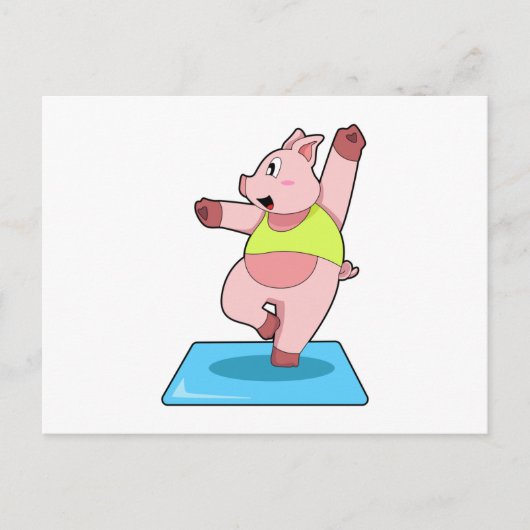 Schweine in der Yoga-Fitness Postkarte (Vorderseite)