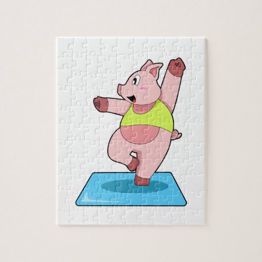 Schweine in der Yoga-Fitness Puzzle (Vertikal)