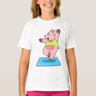 Schweine in der Yoga-Fitness T-Shirt