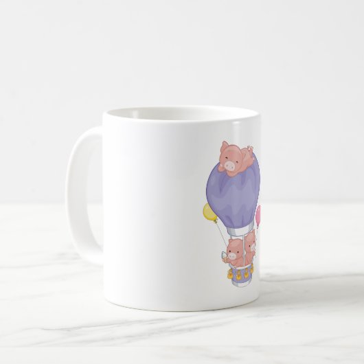 Schweine in einem Heißluftballon Kaffeetasse (Vorderseite Links)