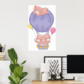 Schweine in einem Heißluftballon Poster (Heimbüro)
