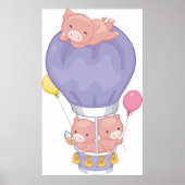 Schweine in einem Heißluftballon Poster (Vorne)