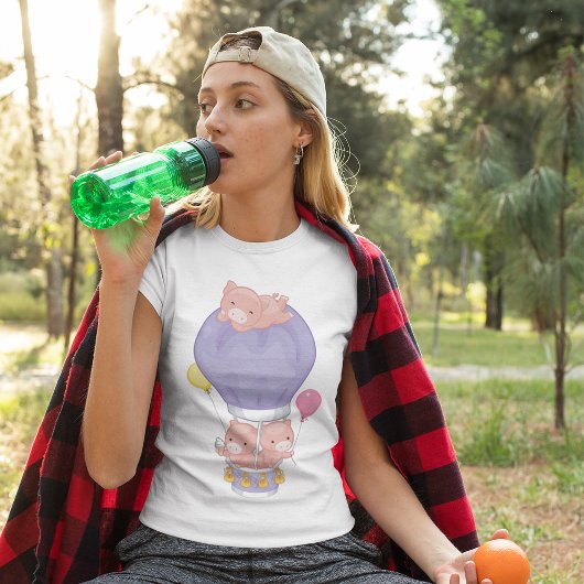 Schweine in einem Heißluftballon-T - Shirt