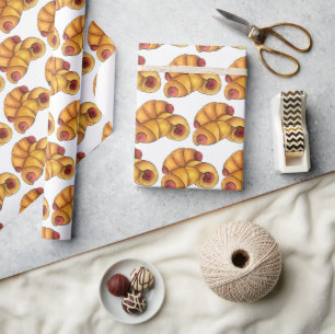 Schweine in einem schwarzen Halbmond, Hot Dog Junk Geschenkpapier