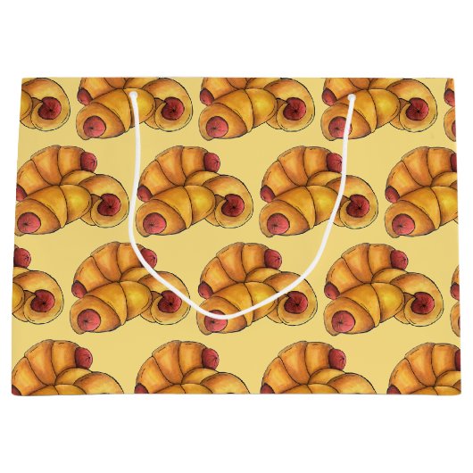 Schweine in einem schwarzen Halbmond, Hot Dog Junk Große Geschenktüte (Vorderseite)