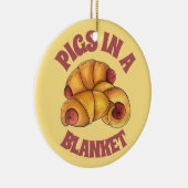 Schweine in einem schwarzen Halbmond, Hot Dog Junk Keramik Ornament (Rechts)