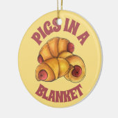 Schweine in einem schwarzen Halbmond, Hot Dog Junk Keramik Ornament (Links)