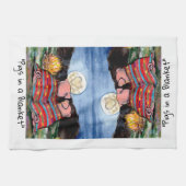 Schweine in einer Blanket Romantische Mondsterne K Geschirrtuch (Horizontal)