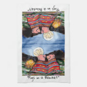 Schweine in einer Blanket Romantische Mondsterne K Geschirrtuch (Vertikal)
