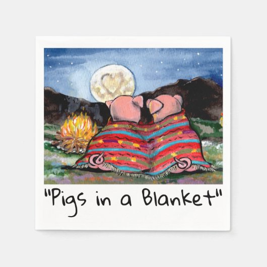 Schweine in einer Blanket Romantische Mondsterne K Serviette (Vorderseite)