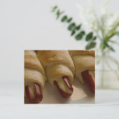 Schweine in einer Decke mit Käse Postkarte (Stehend Vorderseite)