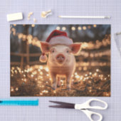 Schweine in einer Weihnachtsmannmütze Seidenpapier (Handwerk)