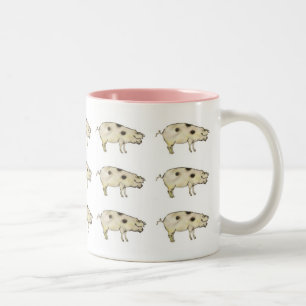 Schweine in Rose Zweifarbige Tasse