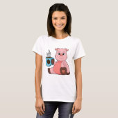 Schweine-Kaffeetasse T-Shirt (Vorne ganz)