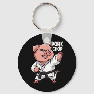 Schweine Karate Schweinekotelett Lustiges Schwein Schlüsselanhänger