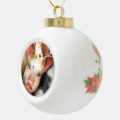 SCHWEINE KERAMIK Kugel-Ornament (Rechts)