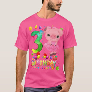 Schweine Kinder 3 Jahre alt Schwein Geburtstagskin T-Shirt