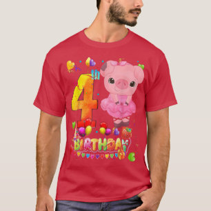 Schweine Kinder 4 Jahre alt Schwein Geburtstag Mäd T-Shirt