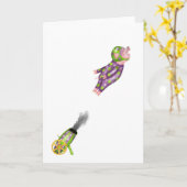 Schweine können Grüße Karte fliegen (Gelbe Blume)