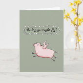 Schweine könnten fliegen, rosa Schweinchen mit Flü Karte (Gelbe Blume)