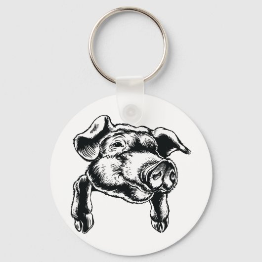 Schweine Kopfdarstellung Schlüsselanhänger (Rückseite)