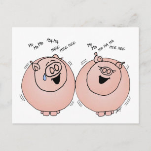 Schweine lachen Gesichter Postkarte