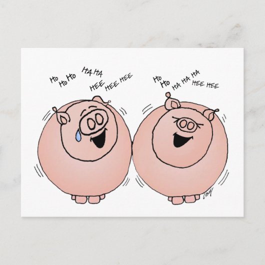 Schweine lachen Gesichter Postkarte (Vorderseite)