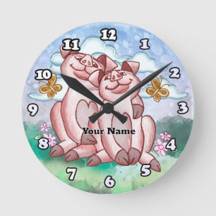 Schweine Liebhaber   Runde Wanduhr