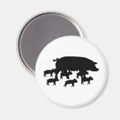 Schweine-Mama mit Jungschweinsymbol Magnet (Vorderseite/Rückseite)