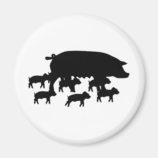 Schweine-Mama mit Jungschweinsymbol Magnet (Vorne)