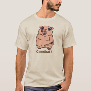 Schweine mit Bacon Cannibal-Cartoon T-Shirt