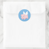 Schweine mit Flügeln auf blau Runder Aufkleber (Tasche)