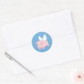 Schweine mit Flügeln auf blau Runder Aufkleber (Umschlag)