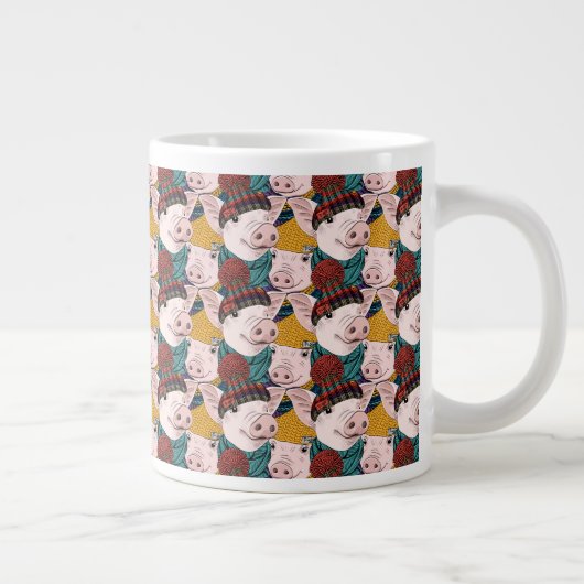 Schweine mit Hasenmuster Jumbo-Tasse (Rechts)
