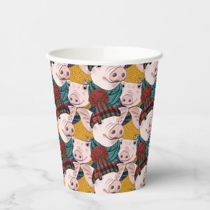 Schweine mit Hattern Pappbecher